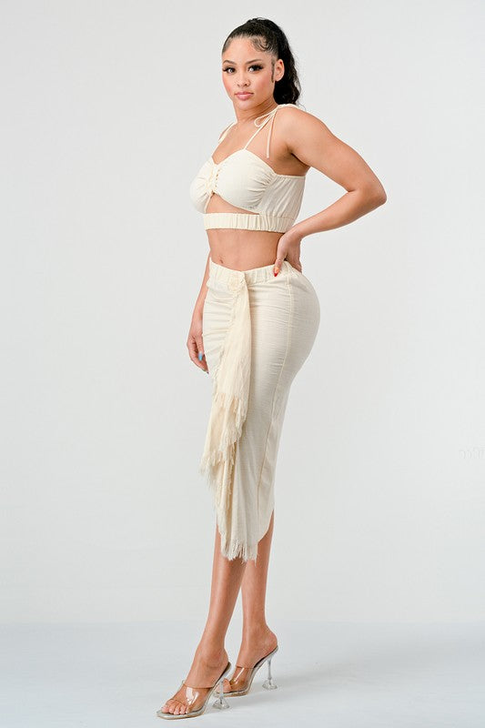 CROP TOP & SPLIT TIGHT SKIRT SET