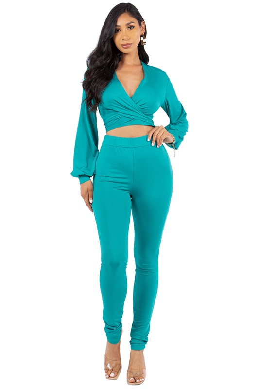 LONIE BLUE TWO PIECE PANT SET