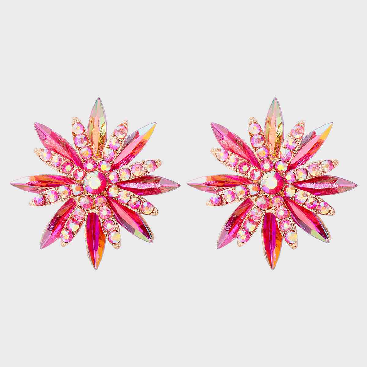 Flower Shape Rhinestone Alloy Stud Earrings