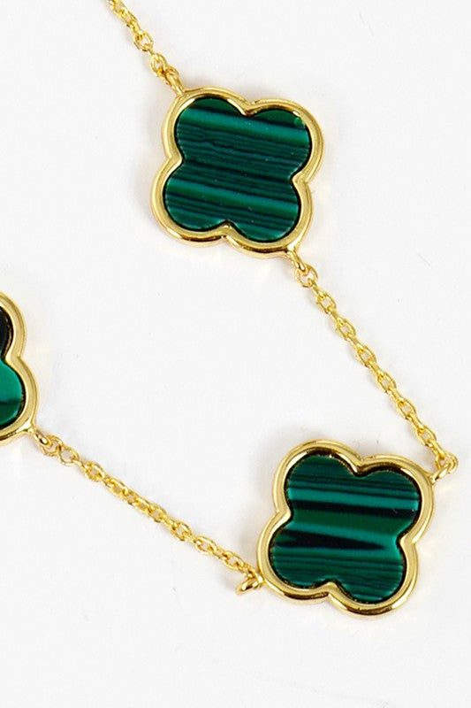 Gold-Dipped Linked Colored Clover Necklace